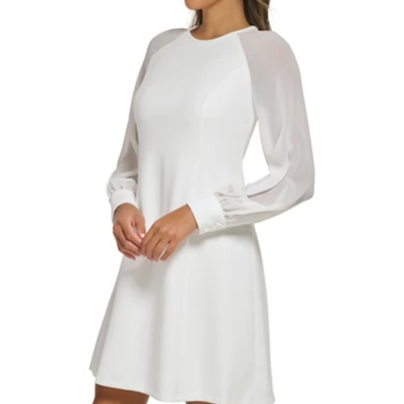 Calvin Klein Women's Illusion Sleeve A-Line Dress - Picture 1 of 6